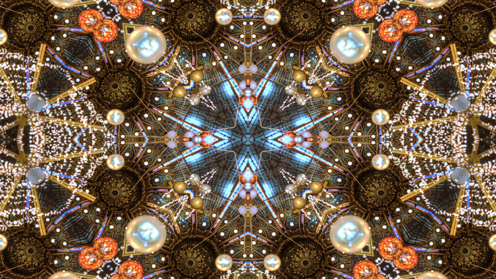 Christmas themed Kaleidoscope made from christmas decorations.